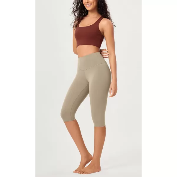 imageODODOS ODCLOUD 2Pack Buttery Soft Lounge Yoga Capris for Women 14quot  19quot  21quot High Waist Capri LeggingsBlackshaker Beige
