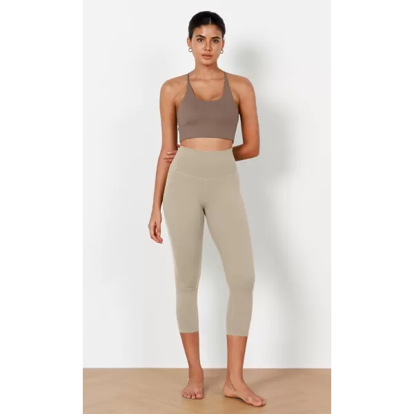imageODODOS ODCLOUD 2Pack Buttery Soft Lounge Yoga Capris for Women 14quot  19quot  21quot High Waist Capri LeggingsBlackshaker Beige