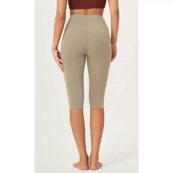 imageODODOS ODCLOUD 2Pack Buttery Soft Lounge Yoga Capris for Women 14quot  19quot  21quot High Waist Capri LeggingsBlackshaker Beige