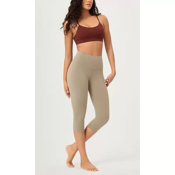 imageODODOS ODCLOUD 2Pack Buttery Soft Lounge Yoga Capris for Women 14quot  19quot  21quot High Waist Capri LeggingsBlackshaker Beige