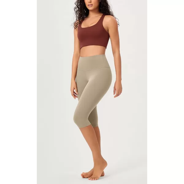 imageODODOS ODCLOUD 2Pack Buttery Soft Lounge Yoga Capris for Women 14quot  19quot  21quot High Waist Capri LeggingsBlackshaker Beige