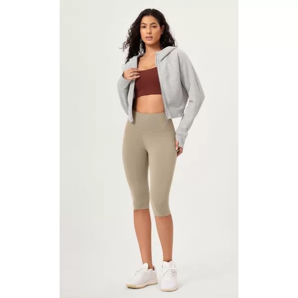 imageODODOS ODCLOUD 2Pack Buttery Soft Lounge Yoga Capris for Women 14quot  19quot  21quot High Waist Capri LeggingsBlackshaker Beige