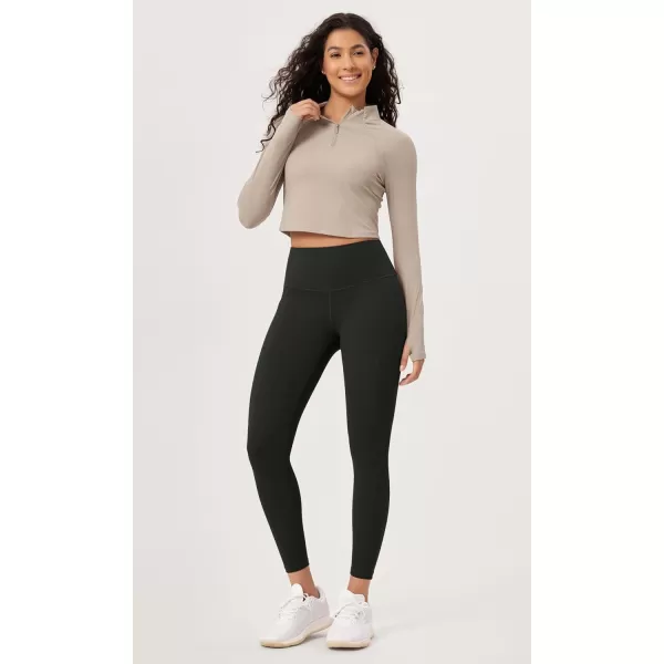 imageODODOS ODLEX 78 High Waist Workout Leggings with Pockets for Women 25quot28quot Tummy Control Athletic Yoga PantsOnyx Black Grey