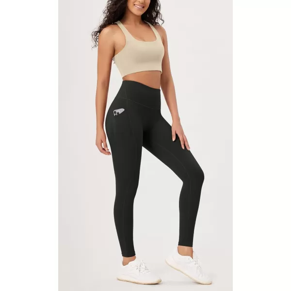 imageODODOS ODLEX 78 High Waist Workout Leggings with Pockets for Women 25quot28quot Tummy Control Athletic Yoga PantsOnyx Black Grey