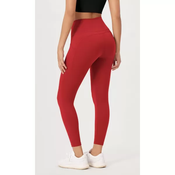 imageODODOS ODLEX 78 High Waist Workout Leggings with Pockets for Women 25quot28quot Tummy Control Athletic Yoga PantsRed