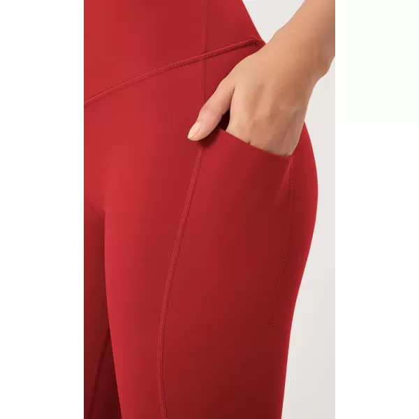 imageODODOS ODLEX 78 High Waist Workout Leggings with Pockets for Women 25quot28quot Tummy Control Athletic Yoga PantsRed
