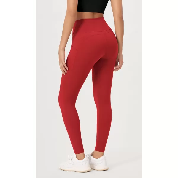 imageODODOS ODLEX 78 High Waist Workout Leggings with Pockets for Women 25quot28quot Tummy Control Athletic Yoga PantsRed