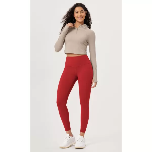 imageODODOS ODLEX 78 High Waist Workout Leggings with Pockets for Women 25quot28quot Tummy Control Athletic Yoga PantsRed