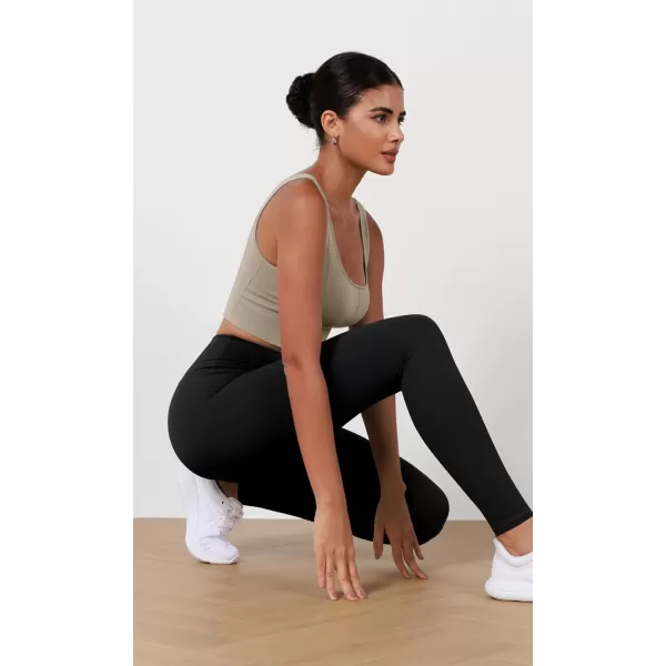 imageODODOS ODLEX High Waist 78 Length Workout Leggings for Women 25quot28quot Tummy Control Athletic Running LeggingsBlack
