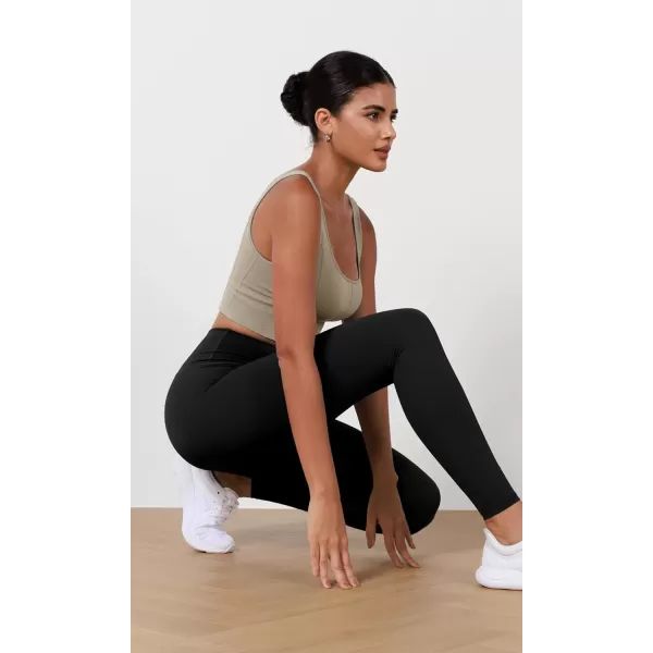 imageODODOS ODLEX High Waist 78 Length Workout Leggings for Women 25quot28quot Tummy Control Athletic Running LeggingsBlack