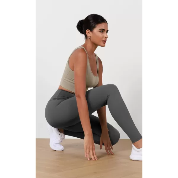 imageODODOS ODLEX High Waist 78 Length Workout Leggings for Women 25quot28quot Tummy Control Athletic Running LeggingsCharcoal