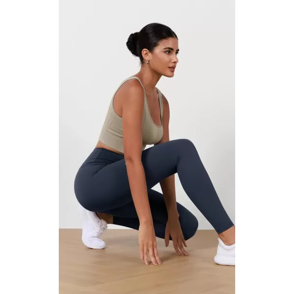 imageODODOS ODLEX High Waist 78 Length Workout Leggings for Women 25quot28quot Tummy Control Athletic Running LeggingsDeep Navy