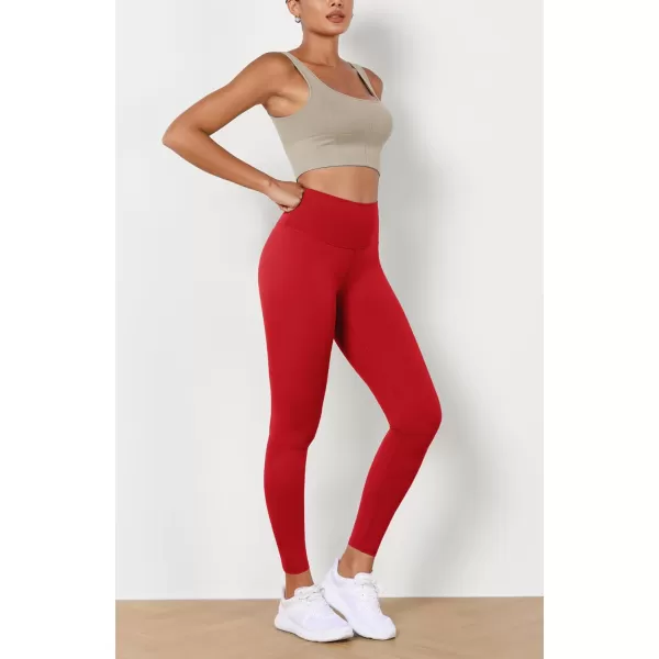 imageODODOS ODLEX High Waist 78 Length Workout Leggings for Women 25quot28quot Tummy Control Athletic Running LeggingsRed