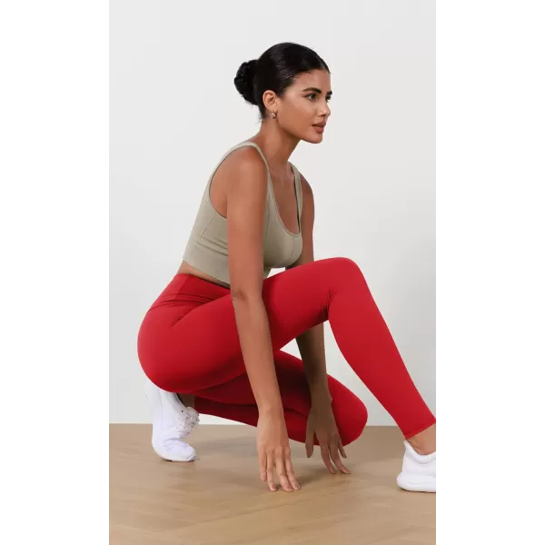 imageODODOS ODLEX High Waist 78 Length Workout Leggings for Women 25quot28quot Tummy Control Athletic Running LeggingsRed