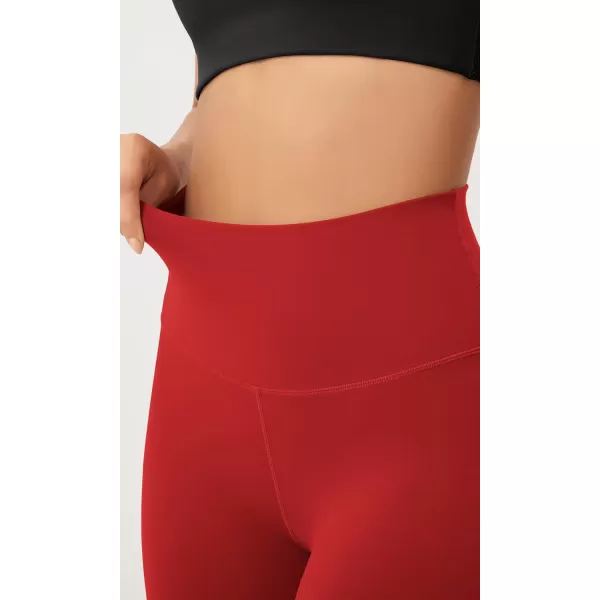 imageODODOS ODLEX High Waist Knee Length Workout Capris for Women 14quot 19quot Tummy Control Athletic Running Capri LeggingsRed