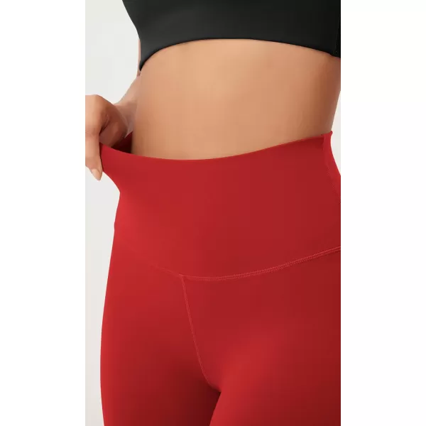imageODODOS ODLEX High Waist Knee Length Workout Capris for Women 14quot 19quot Tummy Control Athletic Running Capri LeggingsRed