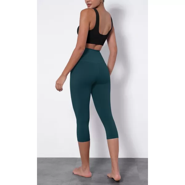 imageODODOS Womens Cross Waist Yoga Capris with Inner Pocket 19quot Inseam Gathered Crossover Workout Cropped Yoga PantsForest Teal