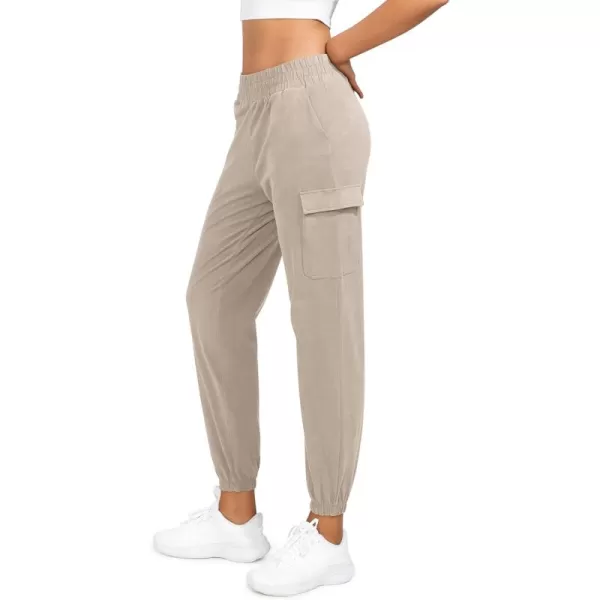 imageODODOS Cargo Jogger Ankle Pants for Women Cotton Soft Mid Waist Track Cuff Lounge Sweatpant with PocketsPlaza Taupe