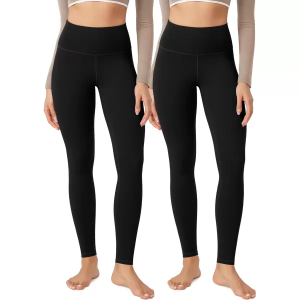 imageODODOS ODLEX 2Pack High Waist 78 Length Workout Leggings for Women 25quot  28quot Tummy Control Atheltic Yoga Pants1blackblack