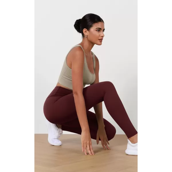 imageODODOS ODLEX 2Pack High Waist 78 Length Workout Leggings for Women 25quot  28quot Tummy Control Atheltic Yoga PantsBlackburgundy