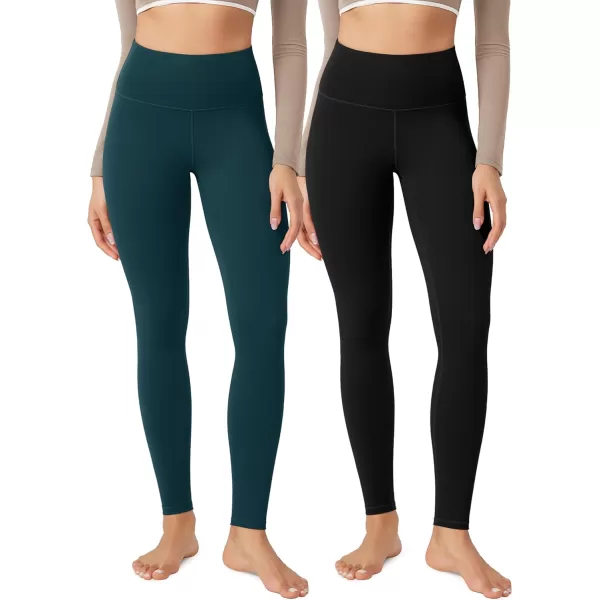 imageODODOS ODLEX 2Pack High Waist 78 Length Workout Leggings for Women 25quot  28quot Tummy Control Atheltic Yoga PantsBlackforest Teal