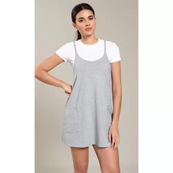imageODODOS Womens Cotton Soft Mini Dress with Pockets Strappy Racerback Cover Up Tank Dress Shirts Not IncludedHeather Gray