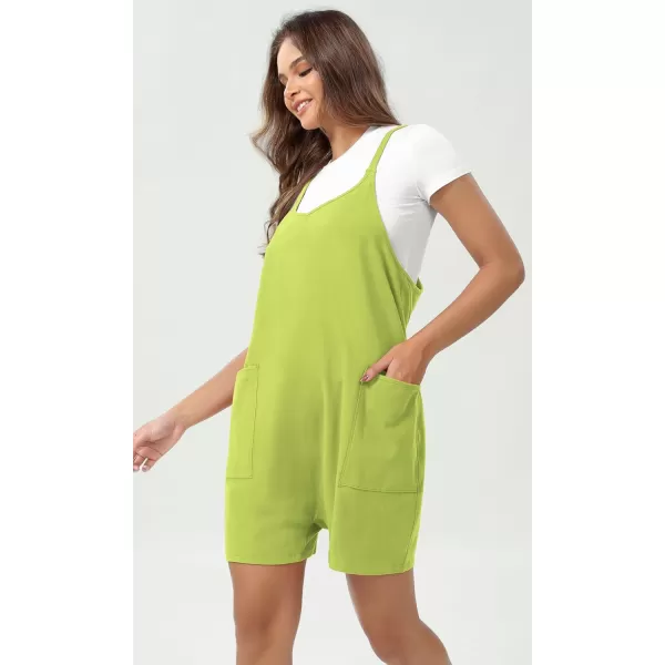 imageODODOS Womens Cotton Soft Romper with Pockets Racerback One Piece Outfit Short Jumpsuits Shirts Not IncludedGreen Glow