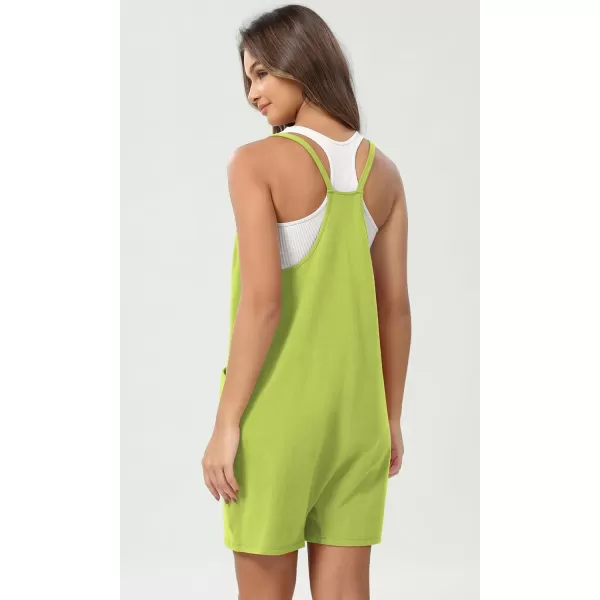 imageODODOS Womens Cotton Soft Romper with Pockets Racerback One Piece Outfit Short Jumpsuits Shirts Not IncludedGreen Glow