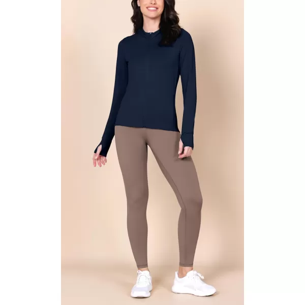 imageODODOS Womens UPF 50 Sun Protection Hoodie with Pockets Thumb Holes SPF Lightweight Long Sleeve Full Zip JacketNavy