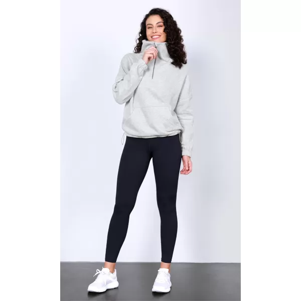 imageODODOS Cinchable Sweatshirts for Women Funnel Neck Half Zipper Hoodies Fleece Lined Oversized Pullover1heather White