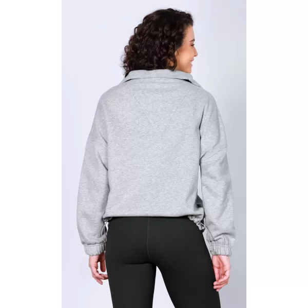 imageODODOS Cinchable Sweatshirts for Women Funnel Neck Half Zipper Hoodies Fleece Lined Oversized PulloverHeather Grey