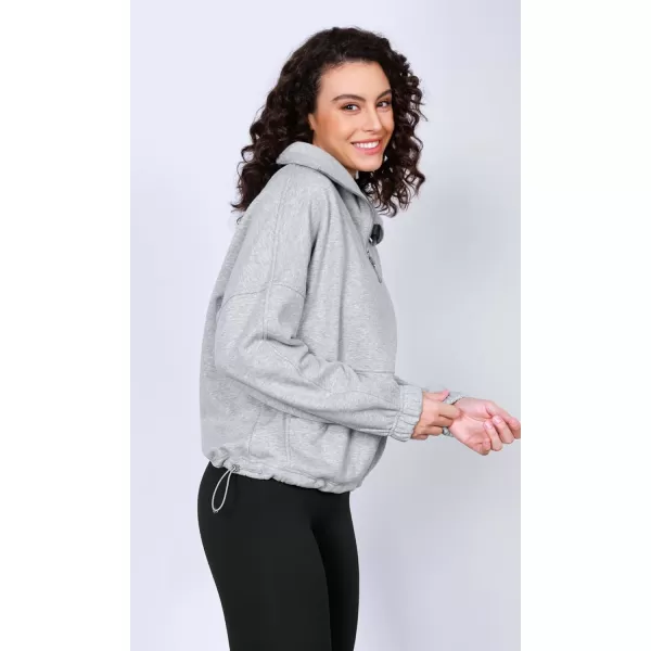 imageODODOS Cinchable Sweatshirts for Women Funnel Neck Half Zipper Hoodies Fleece Lined Oversized PulloverHeather Grey