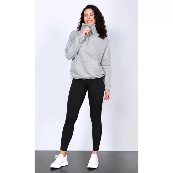 imageODODOS Cinchable Sweatshirts for Women Funnel Neck Half Zipper Hoodies Fleece Lined Oversized PulloverHeather Grey