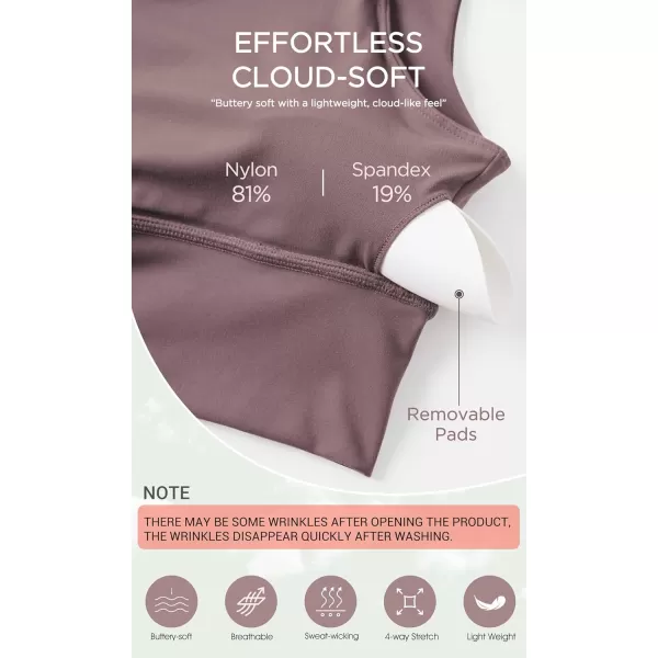 imageODODOS Cloud Feeling V Neck Padded Sports Bra for Women U Back Wirefree Yoga Bra Crop TopPurple Taupe