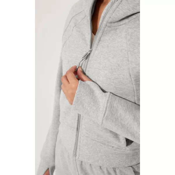 imageODODOS FullZip Cropped Hoodies for Women Fleece Lined Long Sleeve Crop Sweatshirts with Thumb HoleHeather Grey