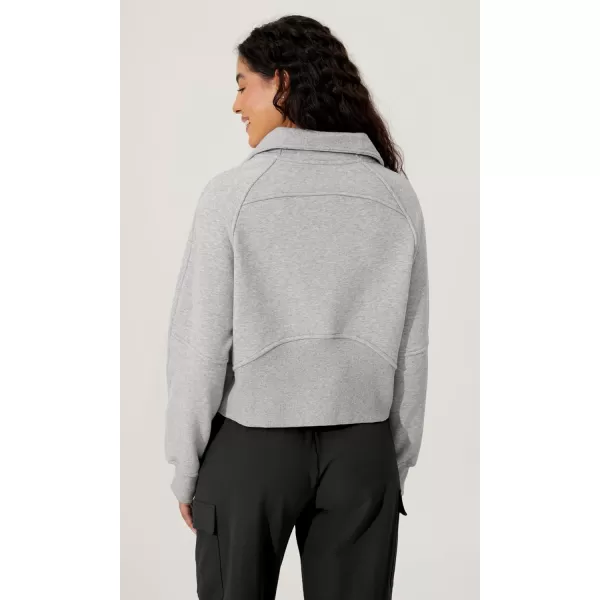 imageODODOS Half Zipper Sweatshirts for Women Funnel Neck Fleece Lined Oversize Hoodies Cropped Pullover with Thumb HoleHeather Grey