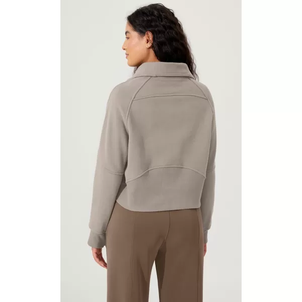 imageODODOS Half Zipper Sweatshirts for Women Funnel Neck Fleece Lined Oversize Hoodies Cropped Pullover with Thumb HoleMushroom