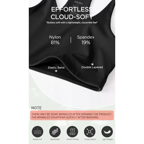 imageODODOS Halter Sports Bra for Women Non Padded Strappy Cropped Tops Workout Yoga CropBlack