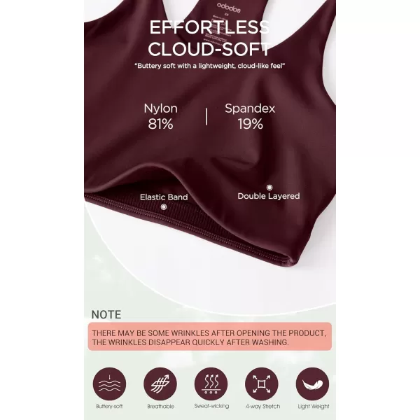 imageODODOS Halter Sports Bra for Women Non Padded Strappy Cropped Tops Workout Yoga CropBurgundy