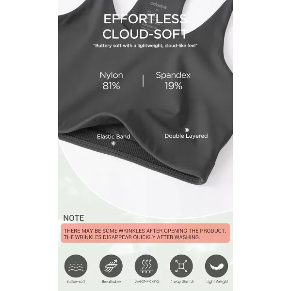 imageODODOS Halter Sports Bra for Women Non Padded Strappy Cropped Tops Workout Yoga CropCharcoal