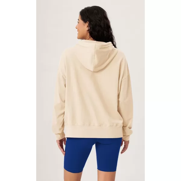 imageODODOS Womens Cotton Soft Oversized Hoodies Side Slit Sweatshirts Long Sleeve Pullover Top with PocketBeige