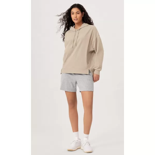 imageODODOS Womens Cotton Soft Oversized Hoodies Side Slit Sweatshirts Long Sleeve Pullover Top with PocketPlaza Taupe