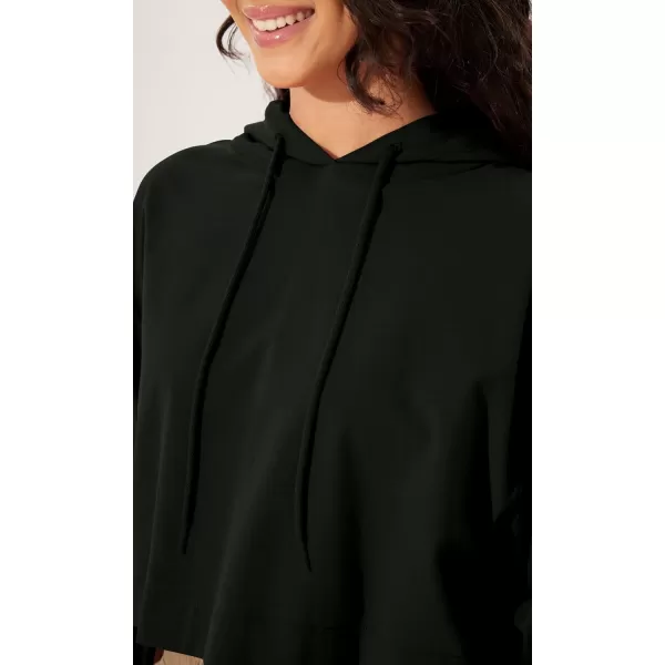 imageODODOS Womens Cropped Hoodies Cotton Soft Long Sleeve Pullover Crop Hooded SweatshirtsBlack