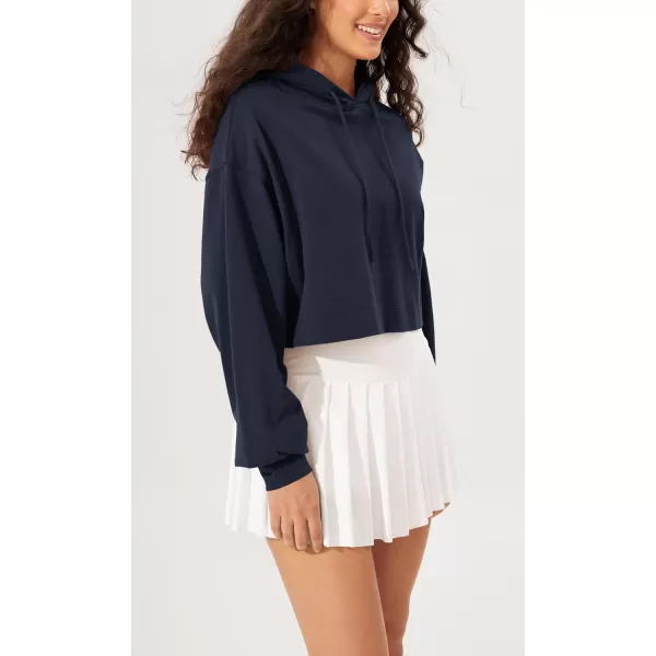 imageODODOS Womens Cropped Hoodies Cotton Soft Long Sleeve Pullover Crop Hooded SweatshirtsDark Blue