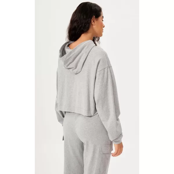 imageODODOS Womens Cropped Hoodies Cotton Soft Long Sleeve Pullover Crop Hooded SweatshirtsHeather Gray
