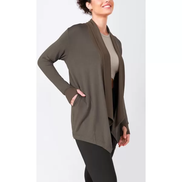 imageODODOS Womens Drape Open Front Cardigans Cozy Soft Long Sleeve Casual Wrap Outerwear with Pockets Thumb HoleDesert Palm