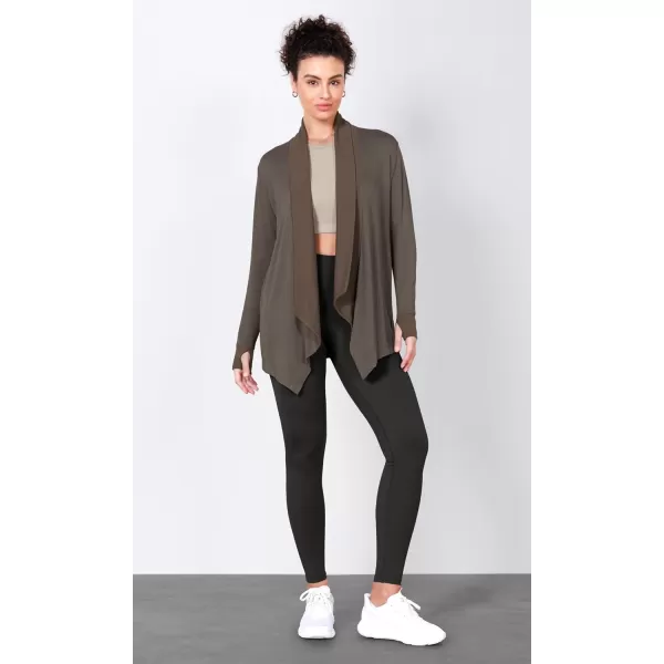 imageODODOS Womens Drape Open Front Cardigans Cozy Soft Long Sleeve Casual Wrap Outerwear with Pockets Thumb HoleDesert Palm