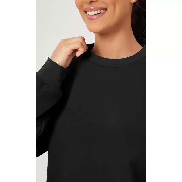 imageODODOS Womens Fleece Lined Oversized Sweatshirts Long Sleeve Crew Neck Pullover TopBlack