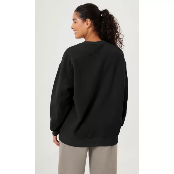 imageODODOS Womens Fleece Lined Oversized Sweatshirts Long Sleeve Crew Neck Pullover TopBlack
