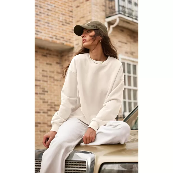 imageODODOS Womens Fleece Lined Oversized Sweatshirts Long Sleeve Crew Neck Pullover TopCream